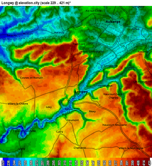 Zoom OUT 2x Longwy, France elevation map