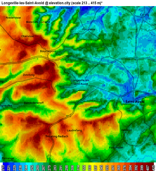 Zoom OUT 2x Longeville-lès-Saint-Avold, France elevation map