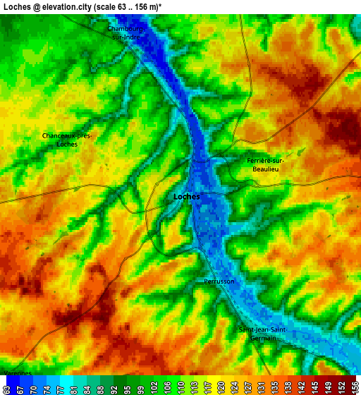 Zoom OUT 2x Loches, France elevation map