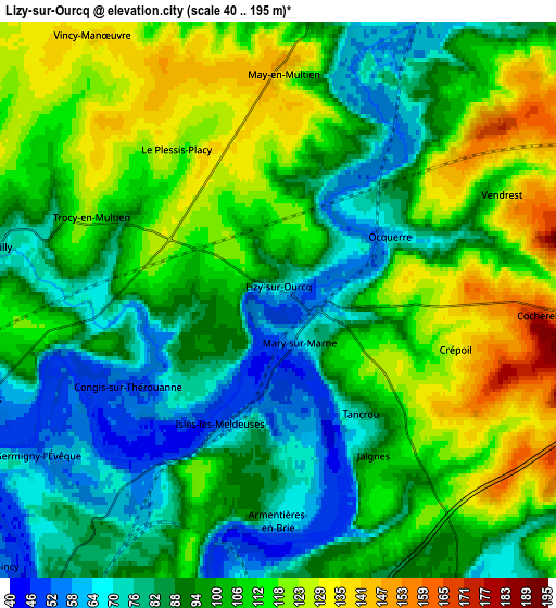 Zoom OUT 2x Lizy-sur-Ourcq, France elevation map