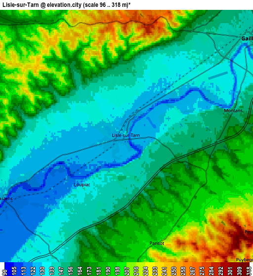 Zoom OUT 2x Lisle-sur-Tarn, France elevation map