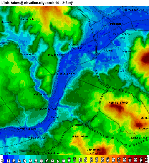 Zoom OUT 2x L’Isle-Adam, France elevation map