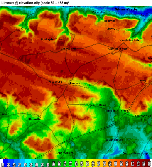 Zoom OUT 2x Limours, France elevation map