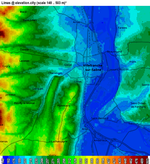 Zoom OUT 2x Limas, France elevation map