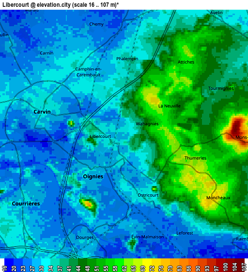 Zoom OUT 2x Libercourt, France elevation map