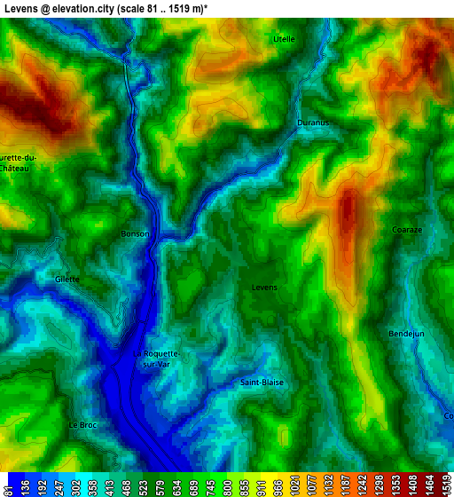 Zoom OUT 2x Levens, France elevation map