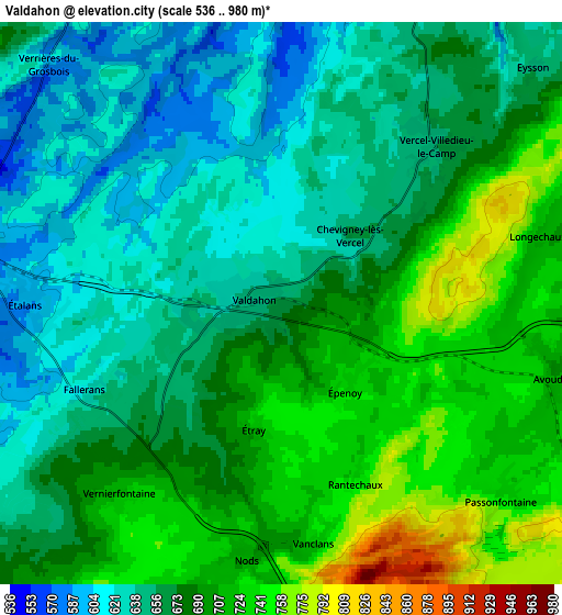 Zoom OUT 2x Valdahon, France elevation map