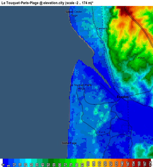 Zoom OUT 2x Le Touquet-Paris-Plage, France elevation map