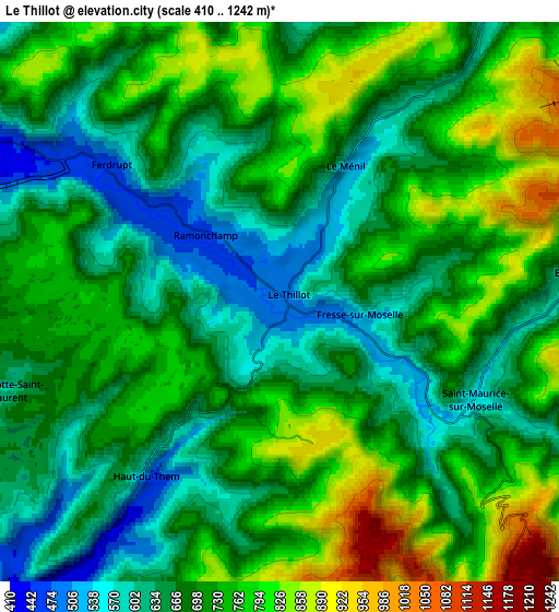 Zoom OUT 2x Le Thillot, France elevation map