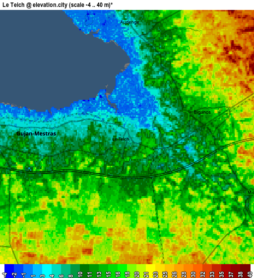 Zoom OUT 2x Le Teich, France elevation map