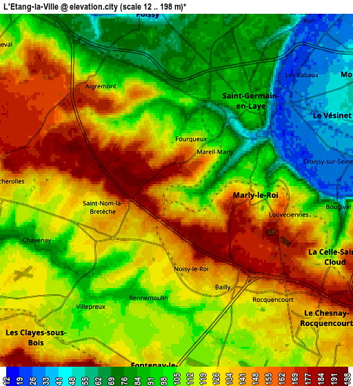 Zoom OUT 2x L’Étang-la-Ville, France elevation map