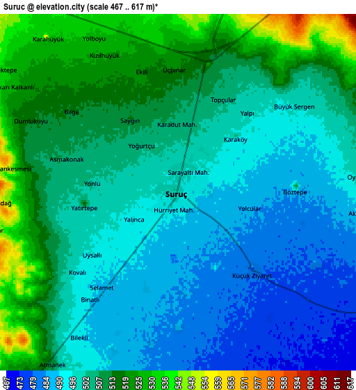 Zoom OUT 2x Suruç, Turkey elevation map