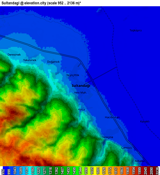 Zoom OUT 2x Sultandağı, Turkey elevation map