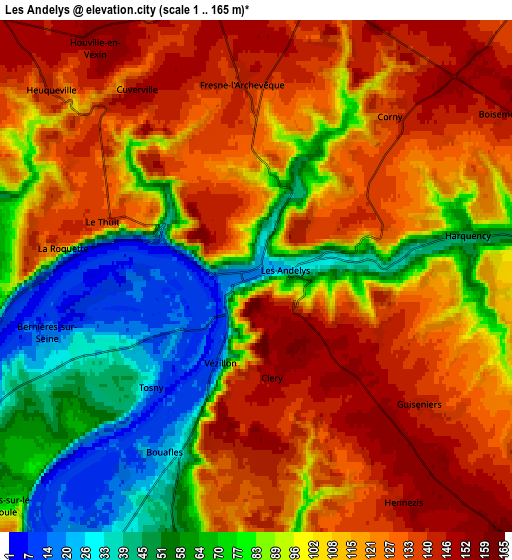 Zoom OUT 2x Les Andelys, France elevation map