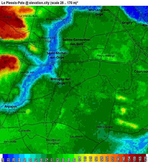 Zoom OUT 2x Le Plessis-Pâté, France elevation map