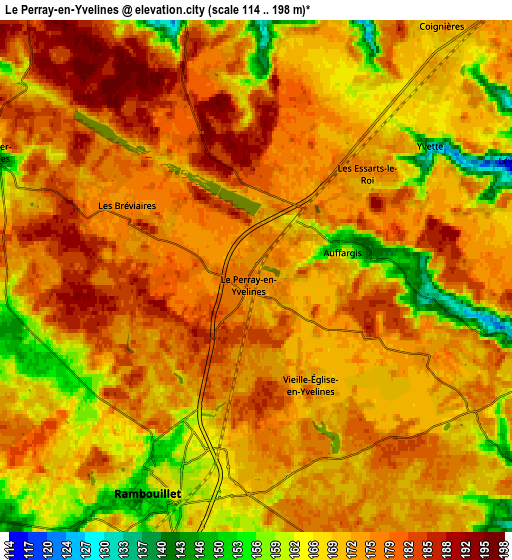 Zoom OUT 2x Le Perray-en-Yvelines, France elevation map