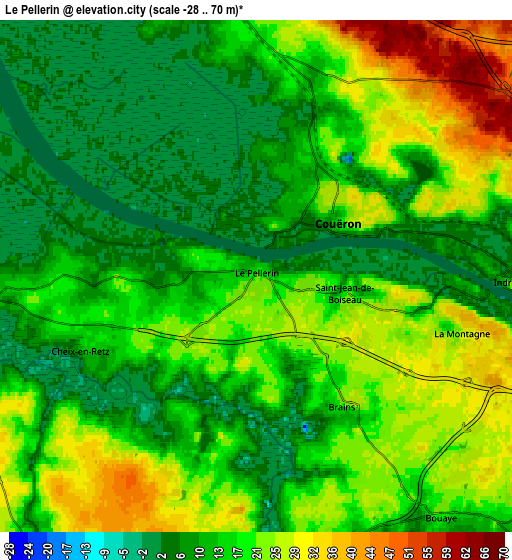 Zoom OUT 2x Le Pellerin, France elevation map