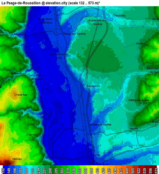 Zoom OUT 2x Le Péage-de-Roussillon, France elevation map