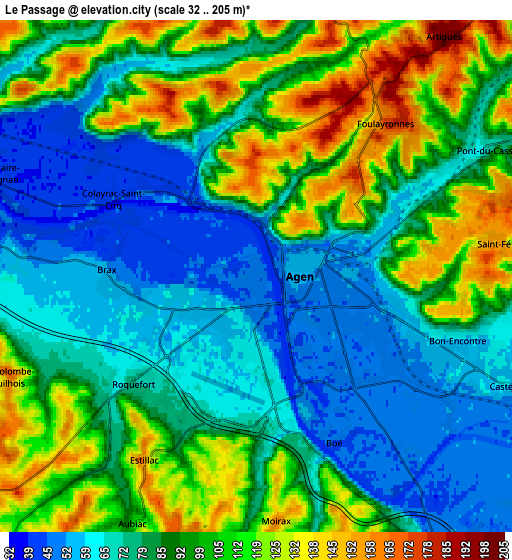 Zoom OUT 2x Le Passage, France elevation map