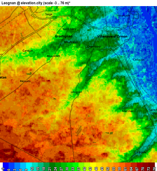 Zoom OUT 2x Léognan, France elevation map