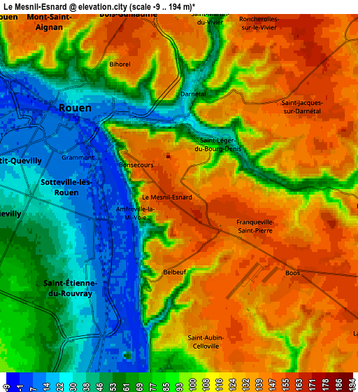 Zoom OUT 2x Le Mesnil-Esnard, France elevation map