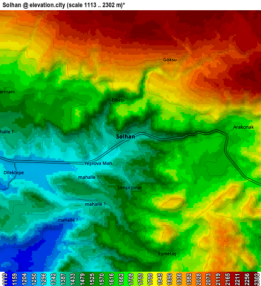 Zoom OUT 2x Solhan, Turkey elevation map