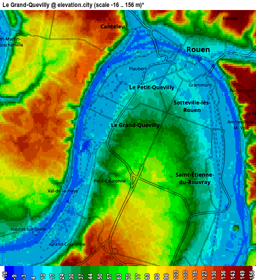 Zoom OUT 2x Le Grand-Quevilly, France elevation map