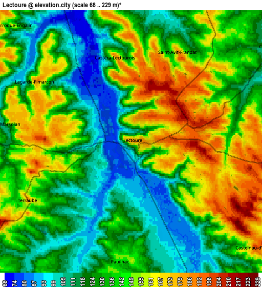 Zoom OUT 2x Lectoure, France elevation map