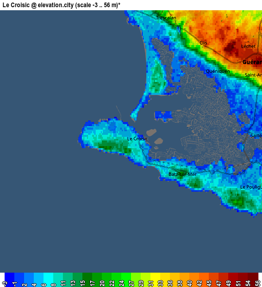 Zoom OUT 2x Le Croisic, France elevation map