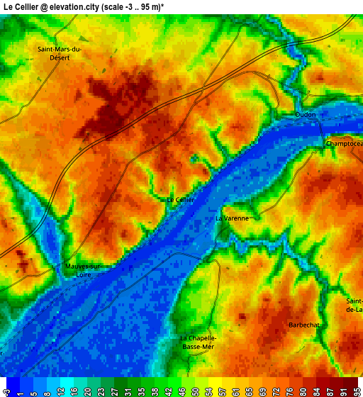 Zoom OUT 2x Le Cellier, France elevation map