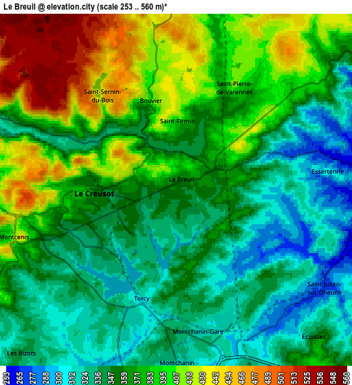 Zoom OUT 2x Le Breuil, France elevation map