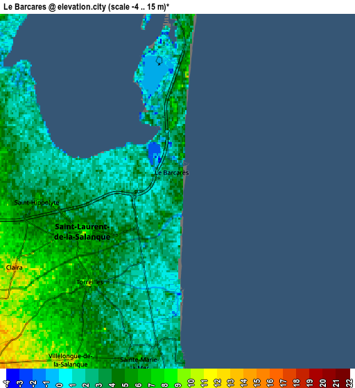 Zoom OUT 2x Le Barcarès, France elevation map