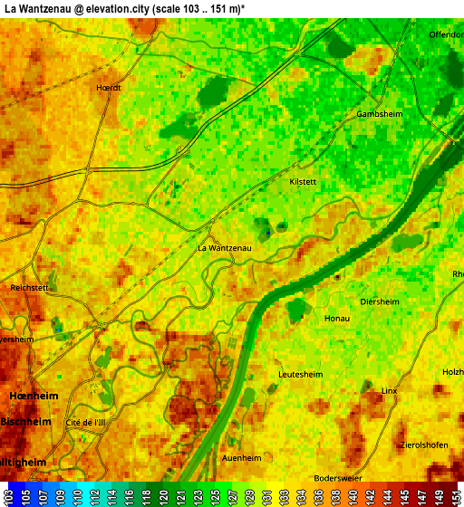 Zoom OUT 2x La Wantzenau, France elevation map