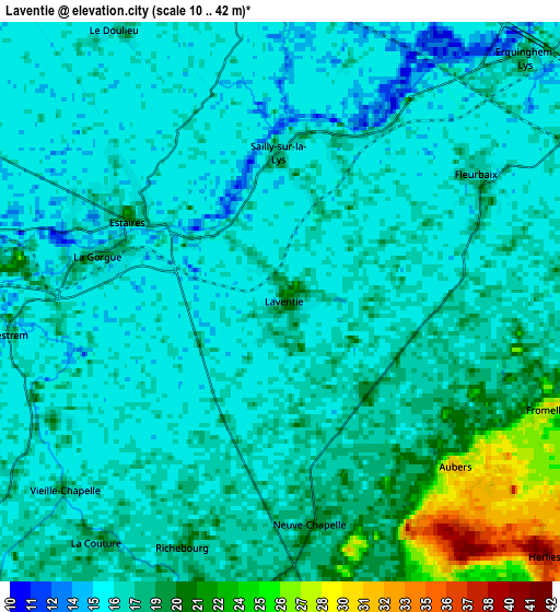 Zoom OUT 2x Laventie, France elevation map