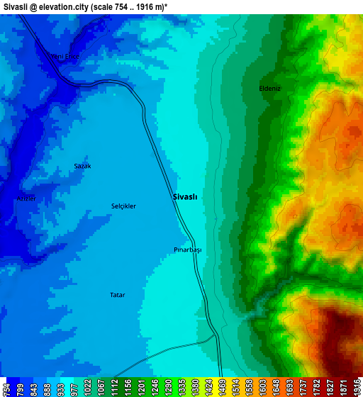 Zoom OUT 2x Sivaslı, Turkey elevation map