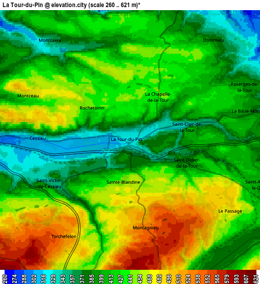 Zoom OUT 2x La Tour-du-Pin, France elevation map