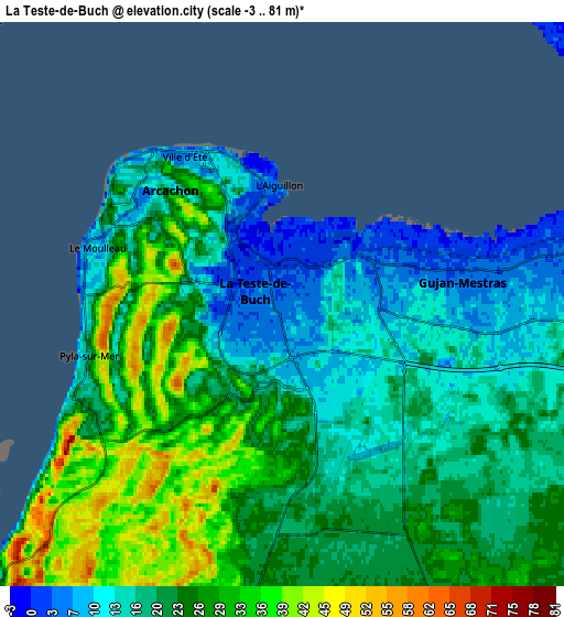 Zoom OUT 2x La Teste-de-Buch, France elevation map