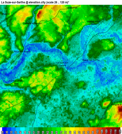 Zoom OUT 2x La Suze-sur-Sarthe, France elevation map