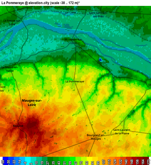 Zoom OUT 2x La Pommeraye, France elevation map