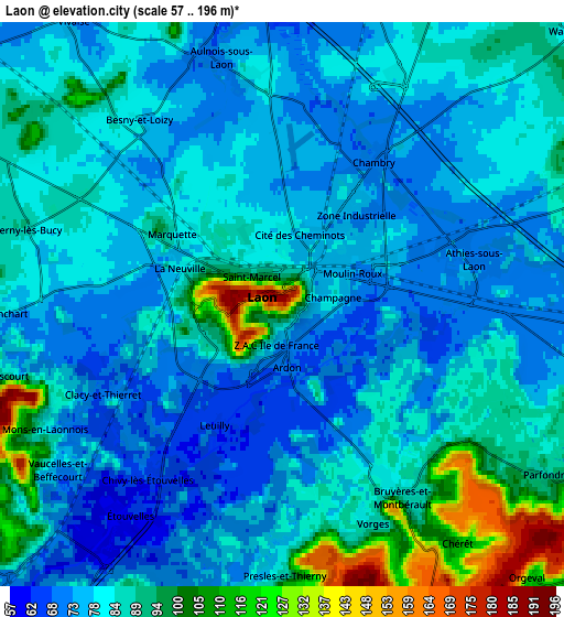 Zoom OUT 2x Laon, France elevation map