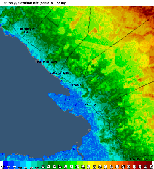 Zoom OUT 2x Lanton, France elevation map