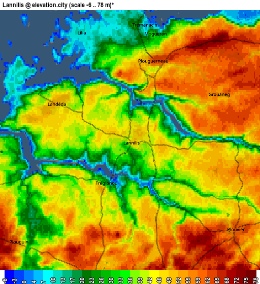 Zoom OUT 2x Lannilis, France elevation map