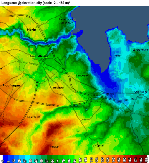 Zoom OUT 2x Langueux, France elevation map