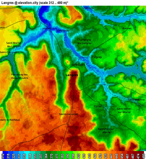 Zoom OUT 2x Langres, France elevation map