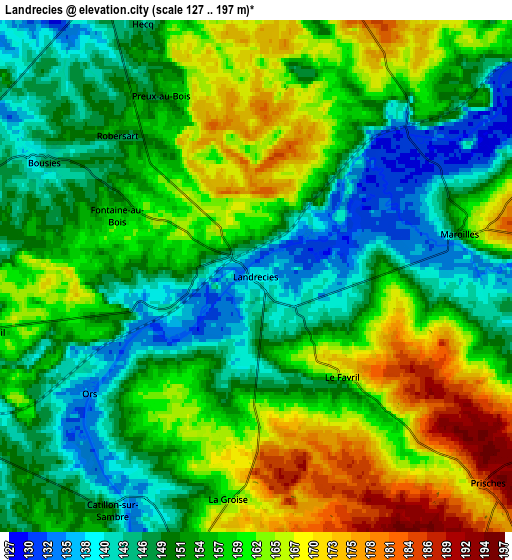 Zoom OUT 2x Landrecies, France elevation map