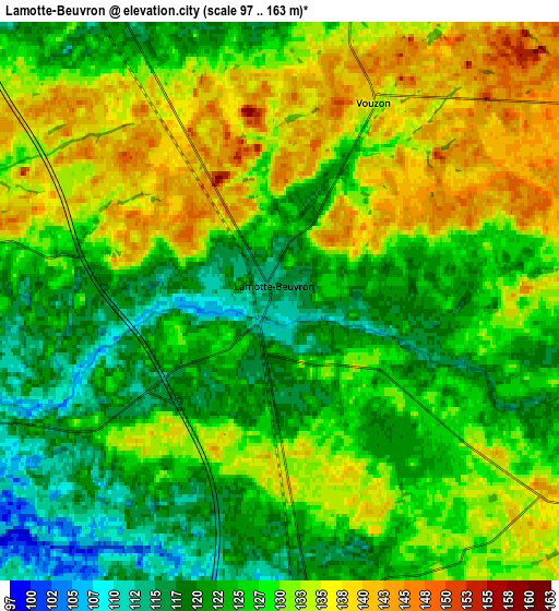 Zoom OUT 2x Lamotte-Beuvron, France elevation map