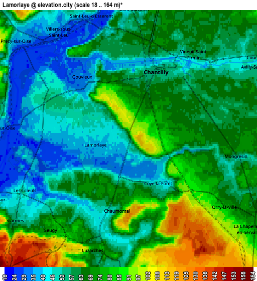 Zoom OUT 2x Lamorlaye, France elevation map