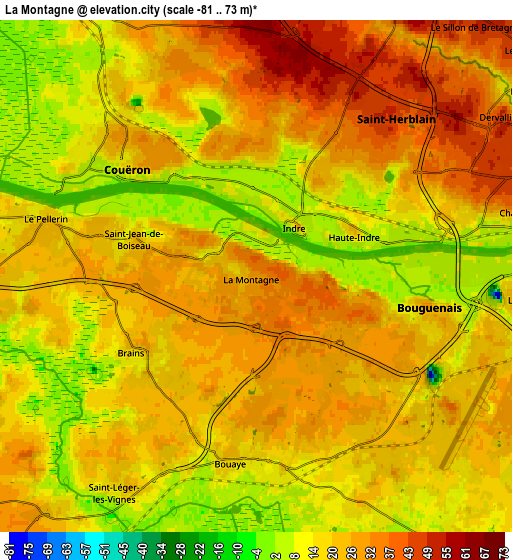 Zoom OUT 2x La Montagne, France elevation map