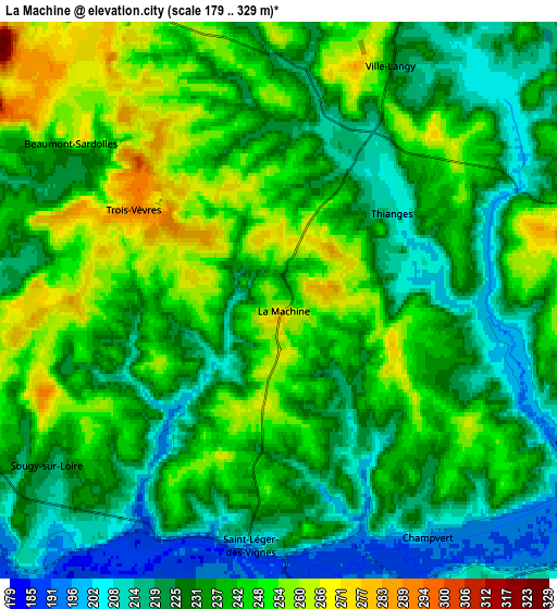 Zoom OUT 2x La Machine, France elevation map