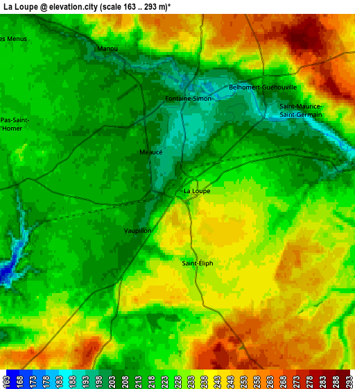 Zoom OUT 2x La Loupe, France elevation map